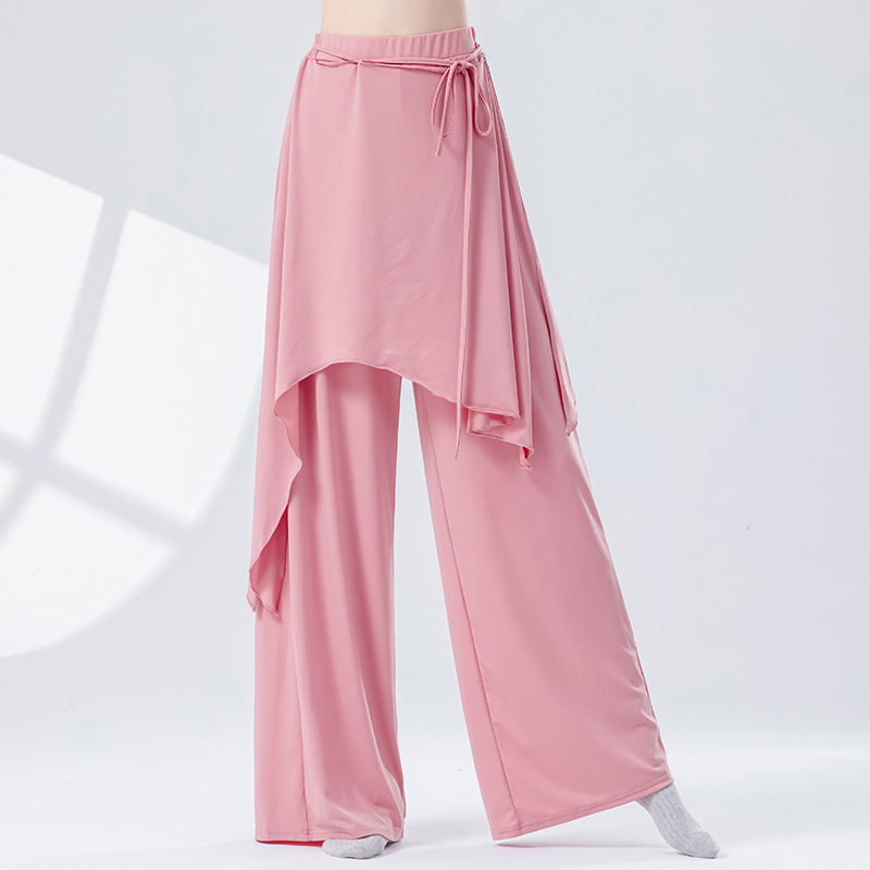 现代舞蹈服女新款屁帘飘片系带宽松阔腿裤成人古典舞练功形体裤子|undefined