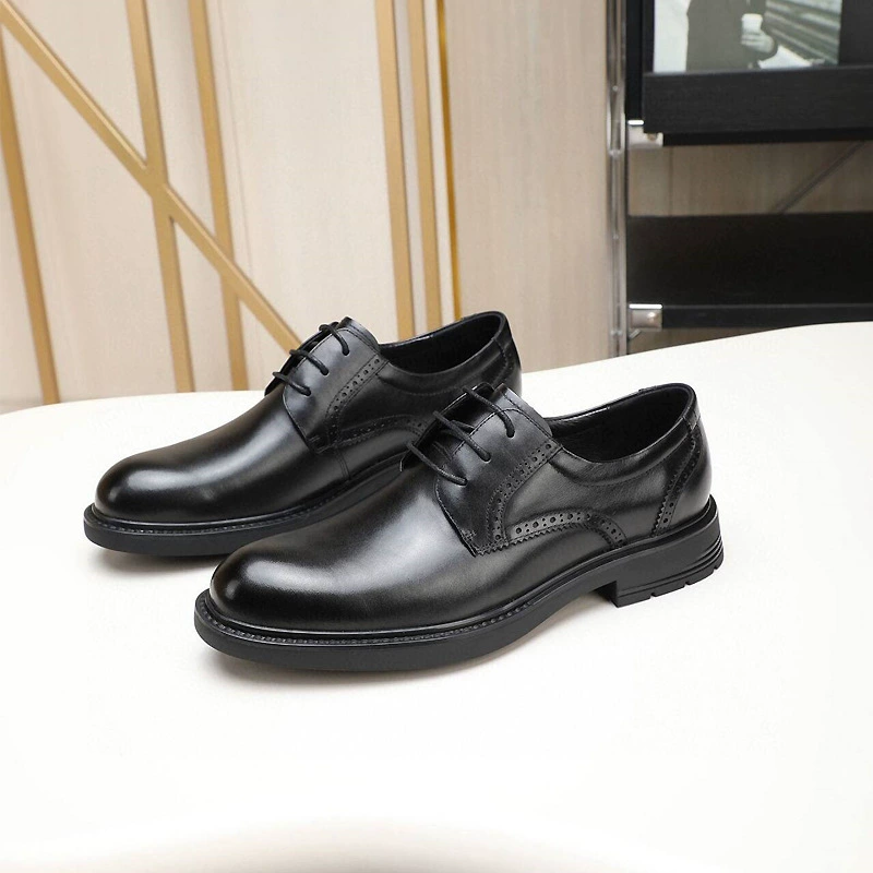 Мужские кожаные туфли из натуральной кожи для осени и зимы, деловые повседневные туфли из первого слоя воловьей кожи, броги в британском стиле с резным декором