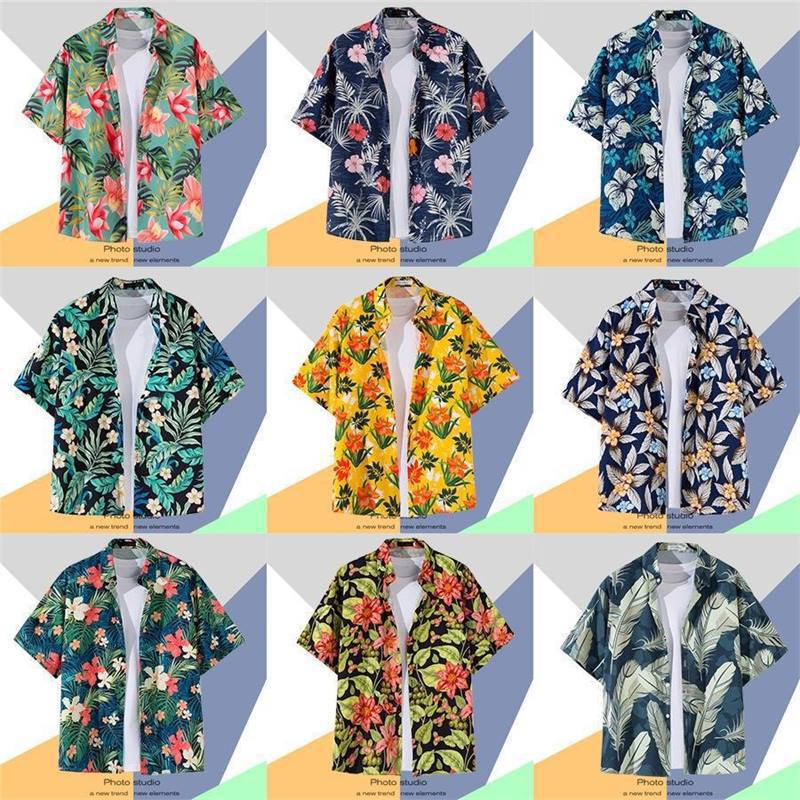 Hawaiian Print Short Sleeve Shirt Men's Beach Foreign Trade Amazon Men's Shirt Loose Fancy Top