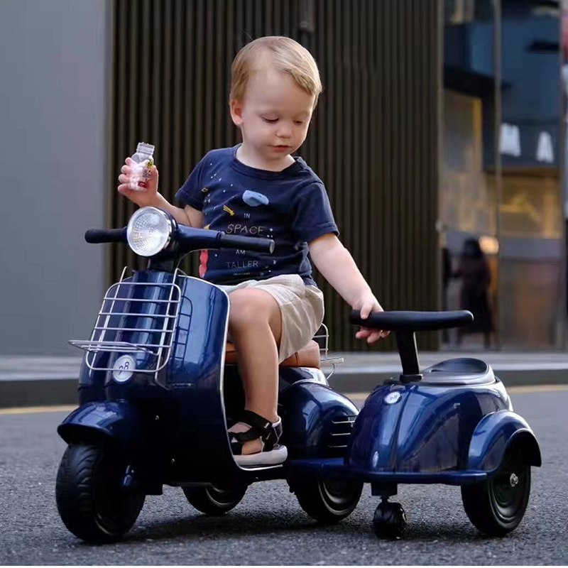 儿童电动摩托车双人可坐人充电遥控双驱电动儿童车批发电动摩托车