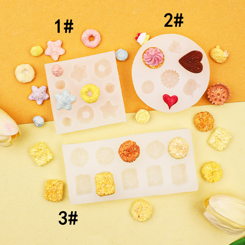 Una variedad de simulación biscuit caramelo postre donut mini fideos instantáneos molde silicona creativo hornear Decoración