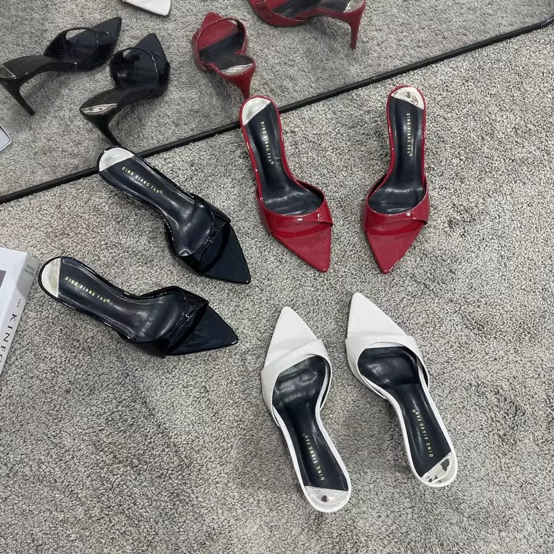 Women's Stiletto Sandals Pointed Toe Open Toe Patent Leather Slip-on_voghion.com