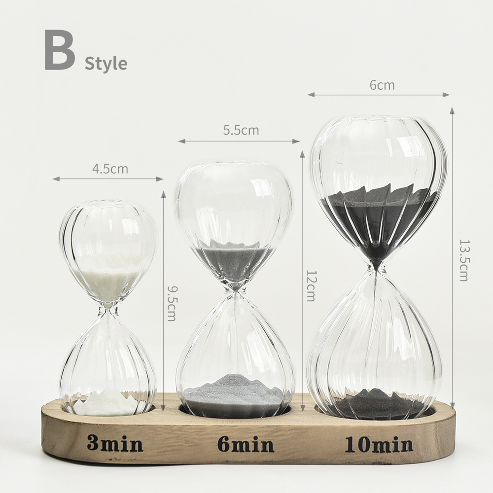 Set creativo reloj de arena 3 6 10 minutos combinación temporizador ins moda decoración del hogar artesanía de vidrio image 7
