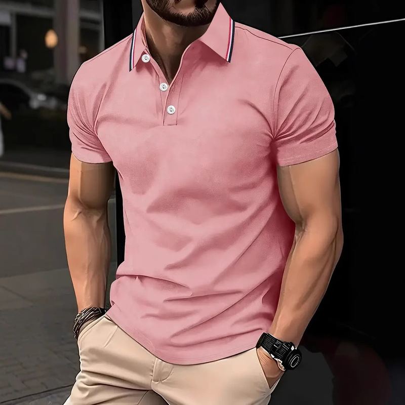 European and American ins cross-border 2024 summer quick sale Amazon POLO shirt button pocket men's sports polo shirt