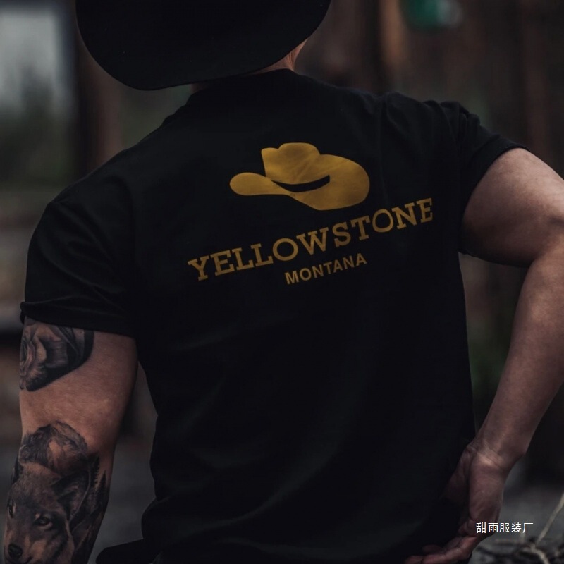 2025 Yellowstone Xinjiang Long-Staple Cotton American-Style Stretchy Small-Neck Printed Short-Sleeve Shirt, Youthful Trendy Loose Fit 2025 Yellowstone Xinjiang Long-Staple Cotton American-Style Stretchy Small-Neck Printed Short-Sleeve Shirt, Youthful Trendy Loose Fit