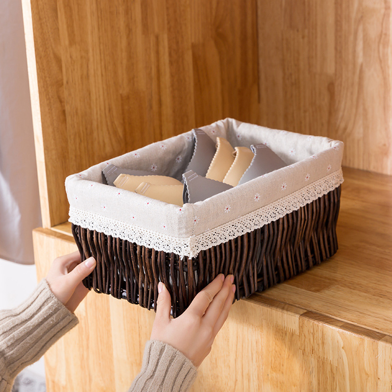 Cesta de almacenamiento de mimbre cesta de almacenamiento de escritorio cesta de almacenamiento de bambú ropa de juguete de mimbre de almacenamiento cesta de almacenamiento de escritorio en casa