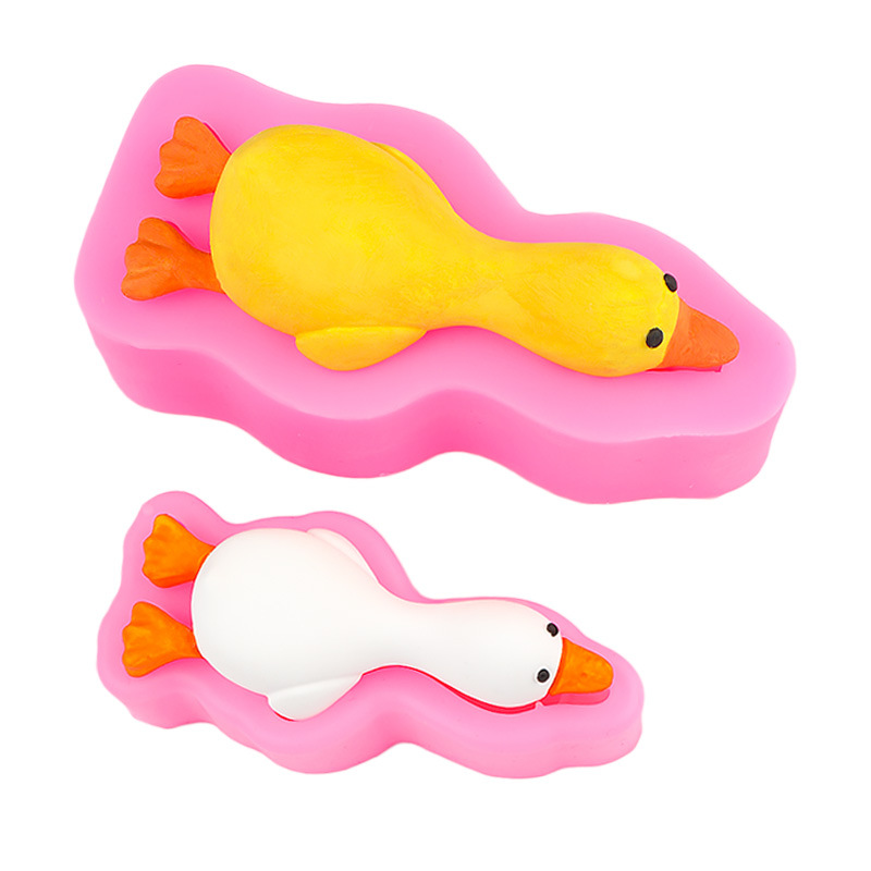 Serie de dibujos animados de bricolaje, molde de silicona para pellizcar pato, molde de horneado de pastel de postre de chocolate, molde de yeso