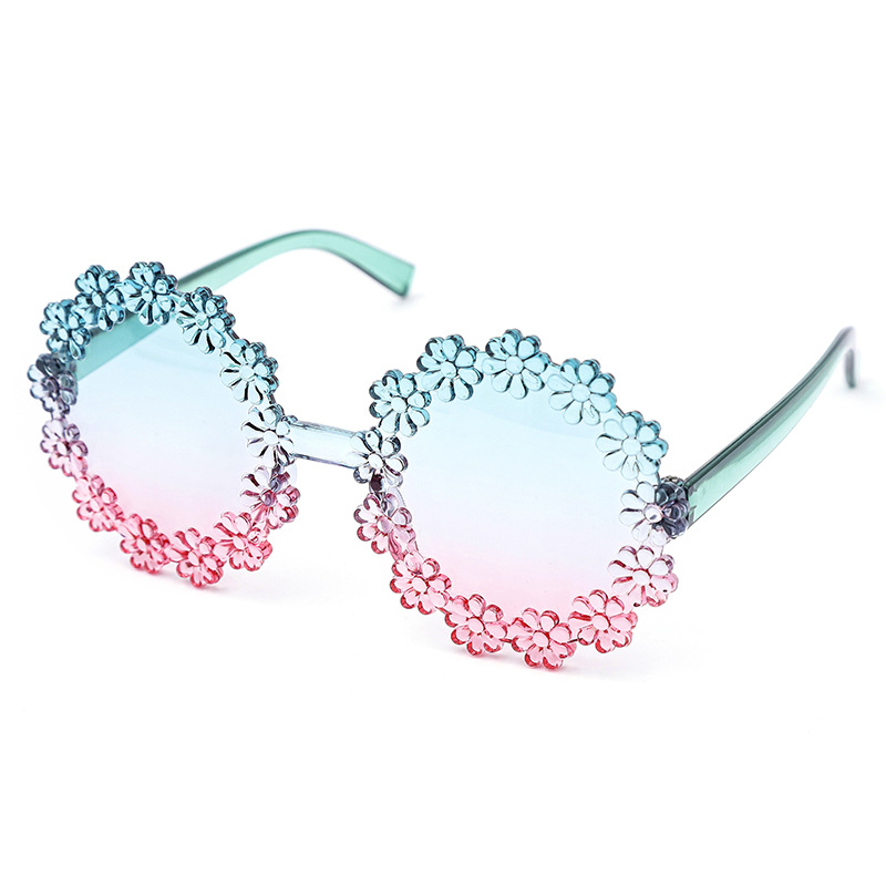 Niños de color gradiente gafas de sol lindas flores gafas de sol para niños, gafas de sol de moda para bebés Daisy en stock