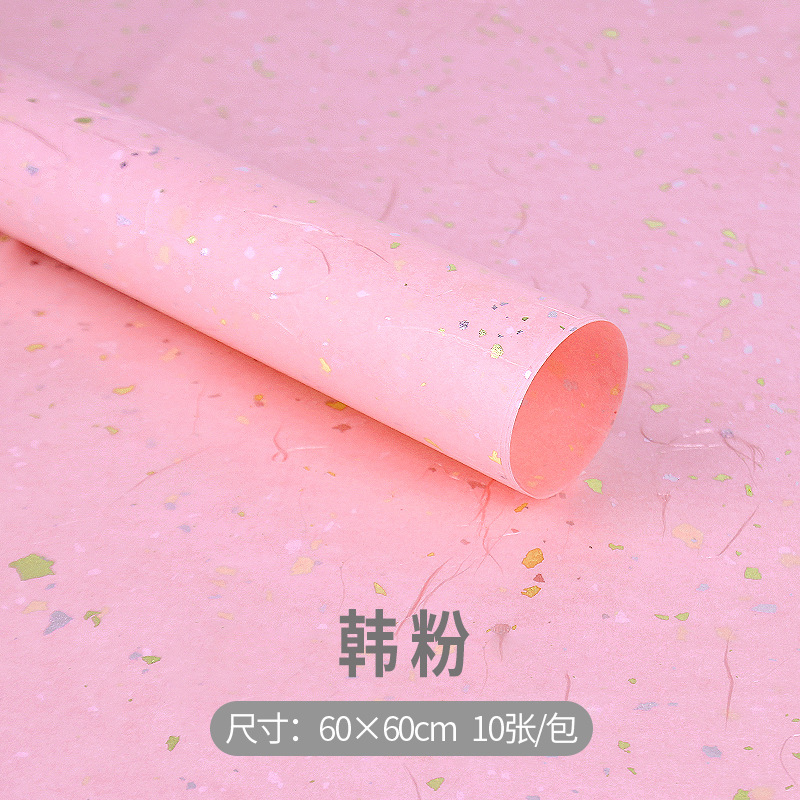 Papel de embalaje de flores Papel de embalaje de flores de fibra de seda de punto de oro y plata de ensueño DIY hecho a mano