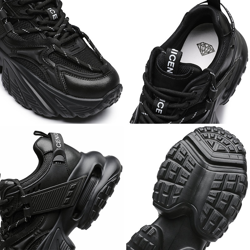 Chaussures papa blanches à semelles épaisses pour femmes, baskets d'été en maille respirante et confortables, rehaussantes, filet rouge_voghion.com