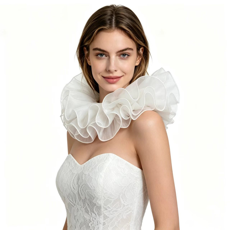 Amazon Organza Neck Accessory Ruff Collar Carnival Clown Fake Collar Vintage Party Versatile Accessory Neck Scarf