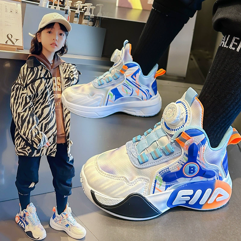 Обувь для девочек, спортивная обувь, новые детские баскетбольные кроссовки весна-осень 2025 года, средние и большие детские кожаные туфли, обувь для мальчиков для учащихся начальной школы.