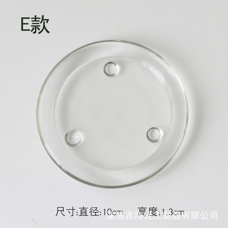 195mm plato de vela de vidrio vela redonda placa de vidrio de tres puntos candelabro base bandeja plato de fruta Placa de pastel