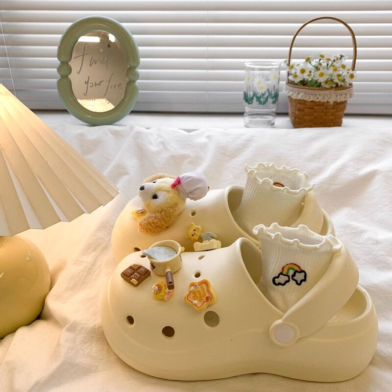 Sweet and Creative Chef Dog Closed-Toe Clogs for Women, Summer Comfortable Eva Thick-Soled Height-Increasing Beach Vacation Sandals