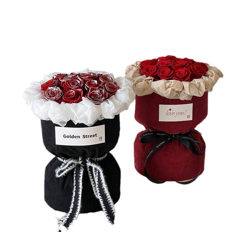 Chanel Estilo Vintage franela de seda arte red embalaje tela Rosa ramo floral bolsa flor material de embalaje