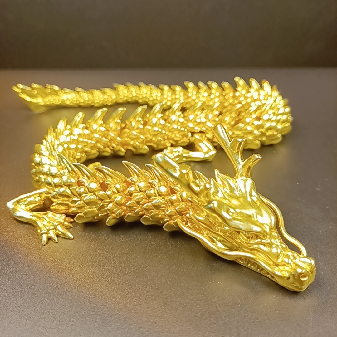 Dragón de oro de latón móvil dragón chino dragón de plata 3D dragón decoración antigua Zodiaco cobre dragón artesanía colección regalo