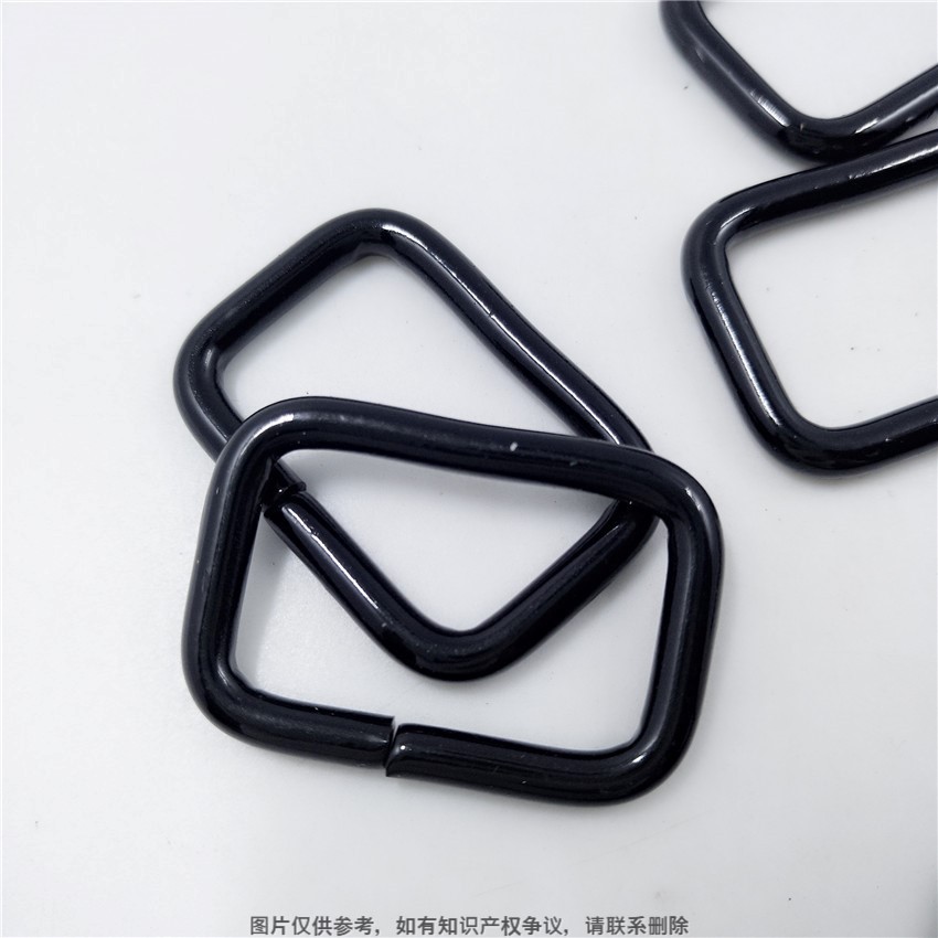 Black Electrophoresis Black Rectangular Metal Open Ring D-Type Quick-Release Buckle for Tent Ground Stakes and Rope Quick Adjustment Buckle