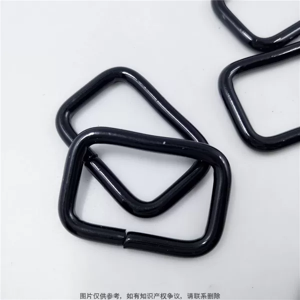 Black Electrophoresis Black Rectangular Metal Open Ring D-Type Quick-Release Buckle for Tent Ground Stakes and Rope Quick Adjustment Buckle
