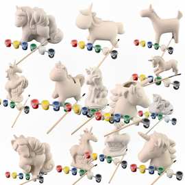 小马宝利陶瓷涂色彩绘石膏娃娃涂鸦白胚存钱罐儿童Diy益智玩具