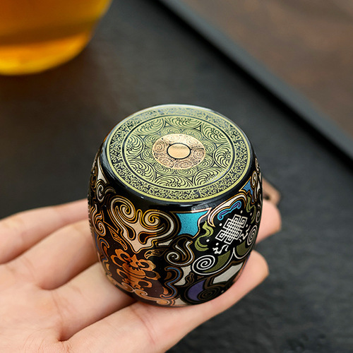 Dunhuang thangka cover with gold and silver staggered retro gold totem cup holder lid bowl holder accessories tea bowl tea set tea ceremony accessories