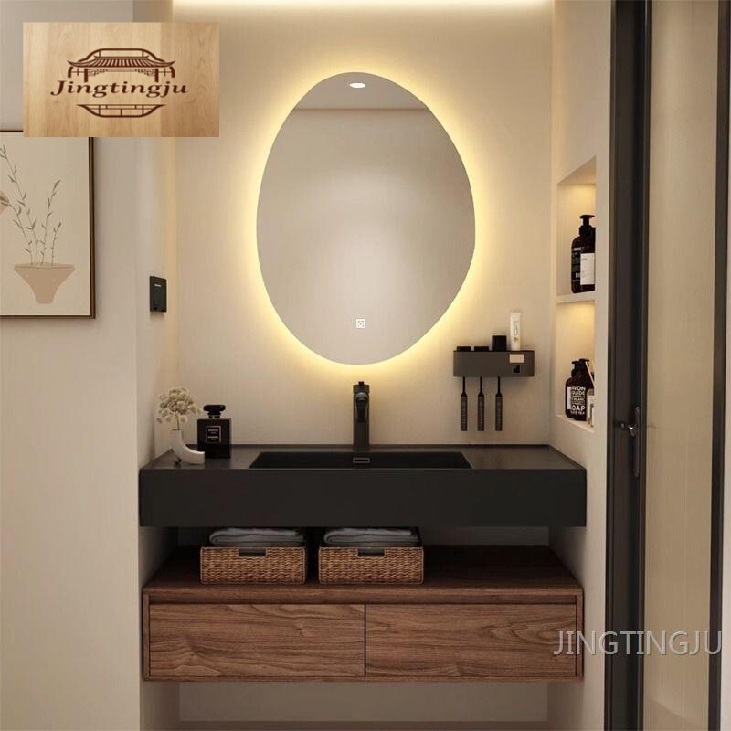 Black Walnut Color Bathroom Cabinet Set, Bathroom Sink, Integrated Rock Washbasin, Nordic Style Sanitary Ware Black Walnut Color Bathroom Cabinet Set, Bathroom Sink, Integrated Rock Washbasin, Nordic Style Sanitary Ware