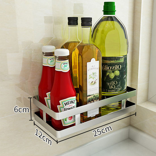 【304 thickened】single-tier spice rack - 25cm * drill/no-drill installation