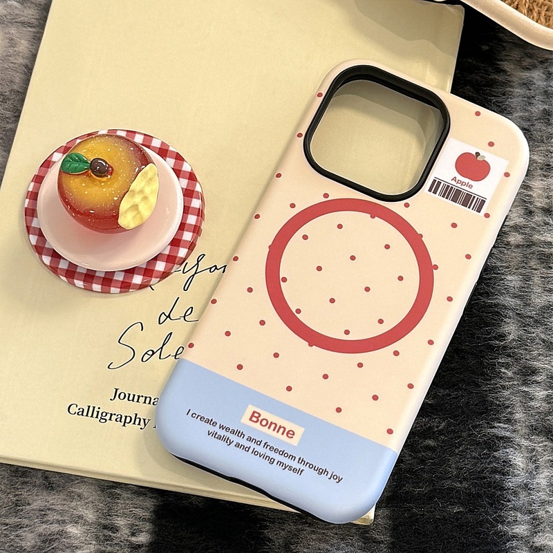 黄蓝拼红点手机壳适用苹果16/15PRO磁吸支架iPhone14/13PRO菲林壳|undefined