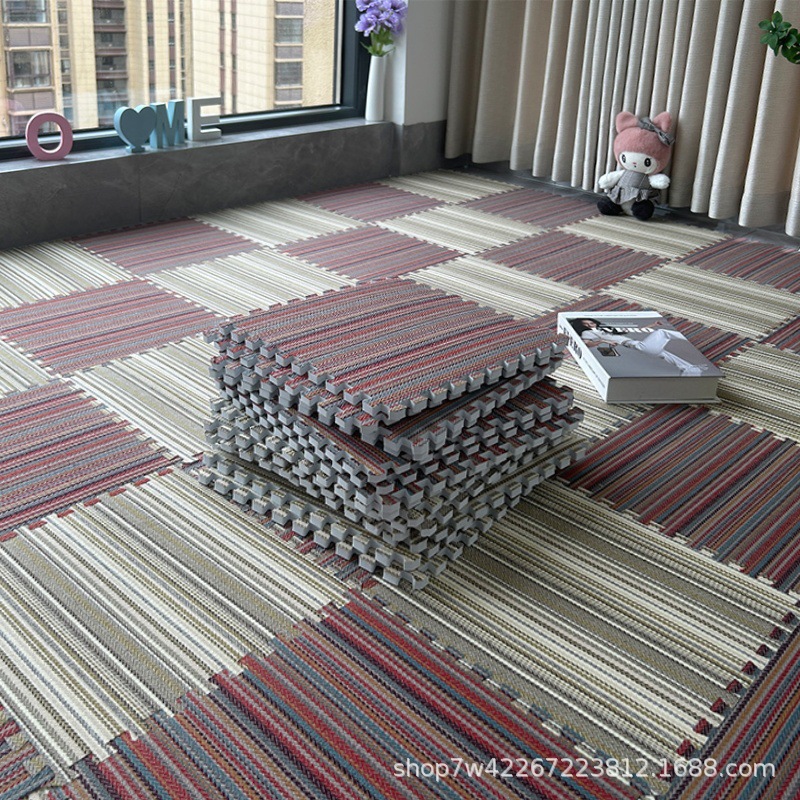 2025 New Striped Splicing Floor Mat Wholesale Living Room Carpet Bedroom Bedside Blanket Climbing Mat Thickened Foam Mat