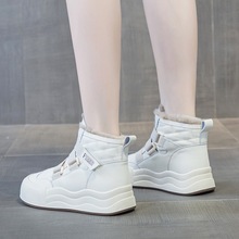 真皮厚底兔毛口雪地靴女2025冬新款加绒加厚东北保暖高帮运动棉鞋