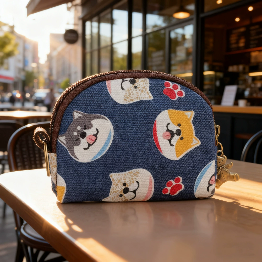Cartoon Key Wallet Zipper Coin Pouch, Organizer Bag, Cotton Option, 11×2×9 cm