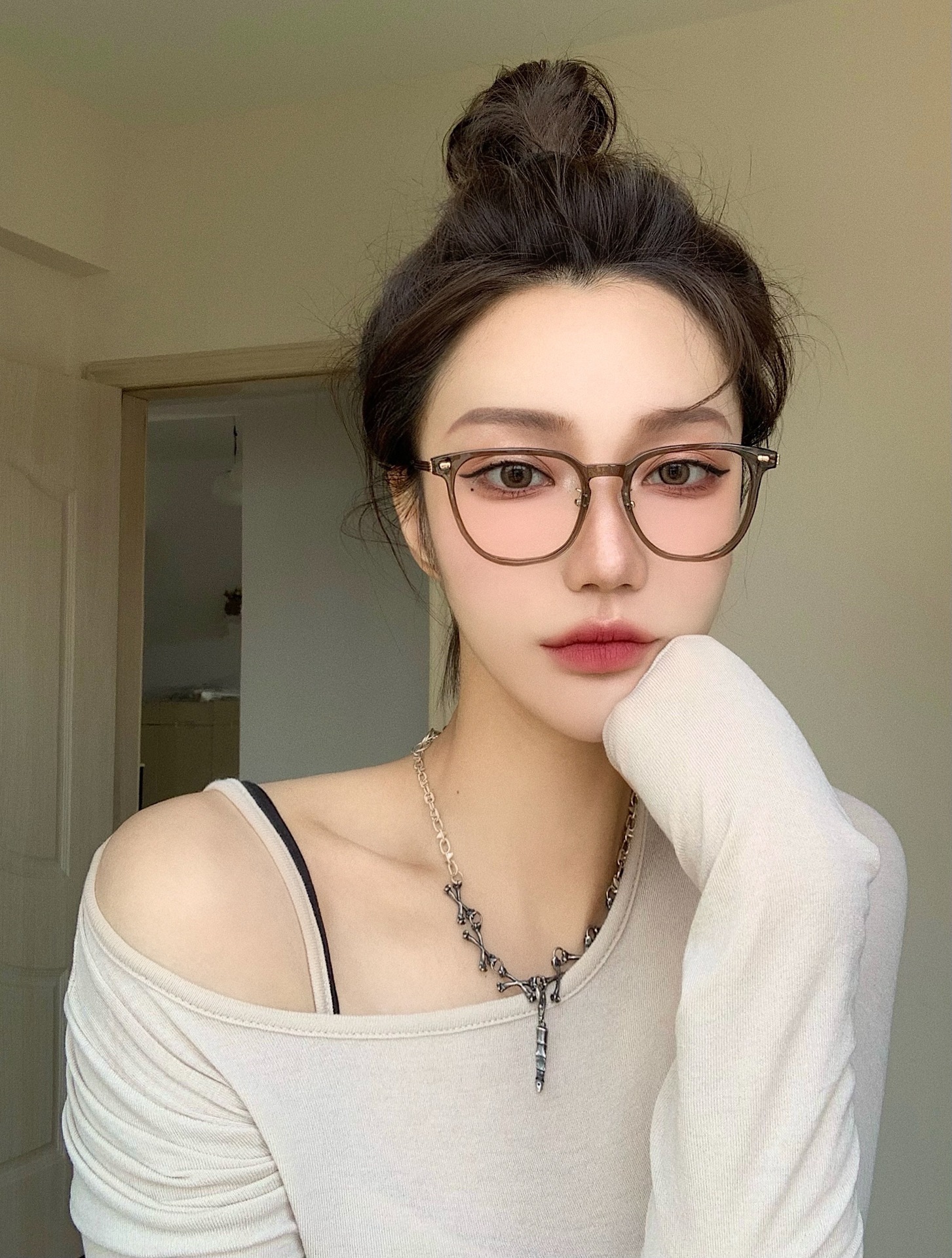 超轻冷茶色素颜眼镜女韩版潮近视可配度数方圆脸散光眼睛框架显瘦-阿里巴巴