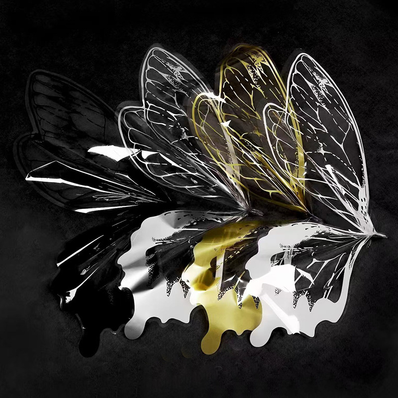 Nuevo día de San Valentín mariposa de cristal en forma de papel de embalaje impermeable material transparente red de alas de sangrana papel de envoltura de flores