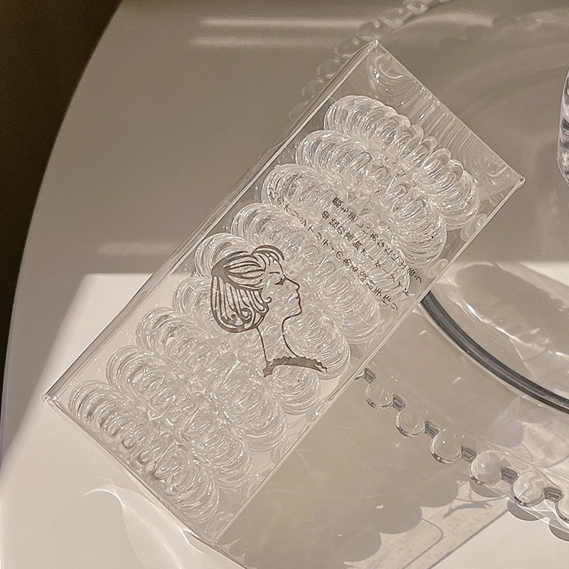 Accesorio para el cabello elástico fresco y sencillo, redondo, degradado, gris, alambre de teléfono, lazo para el cabello, silicona, corazón femenino.