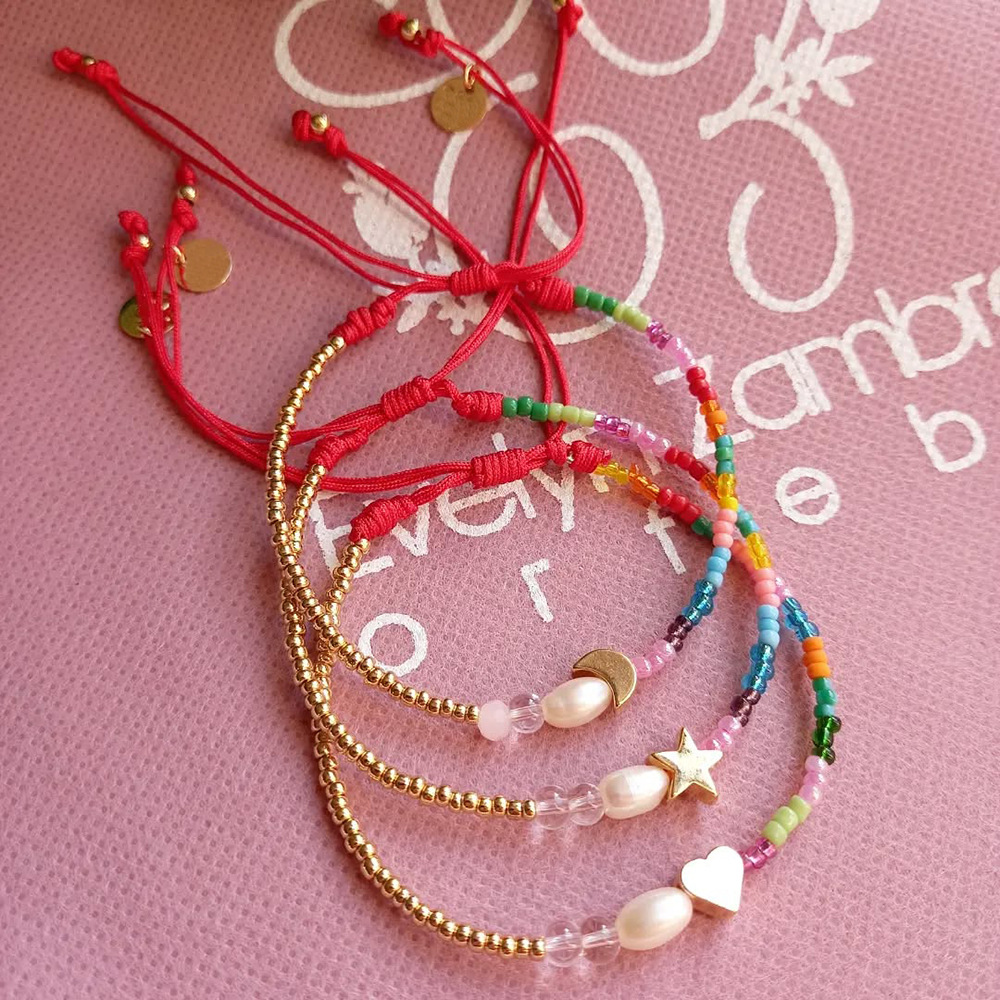 Beads Pendant Material Casual Elegant Lady Heart Shape Freshwater Pearl Seed Bead Copper Beaded Chain Beaded Bracelets Wholesale