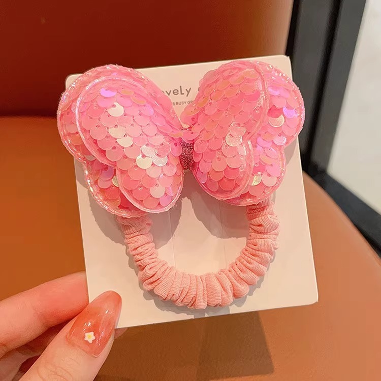 亮片蝴蝶发绳儿童发圈不伤发蝴蝶结扎高马尾头绳小女孩橡皮筋头饰|undefined