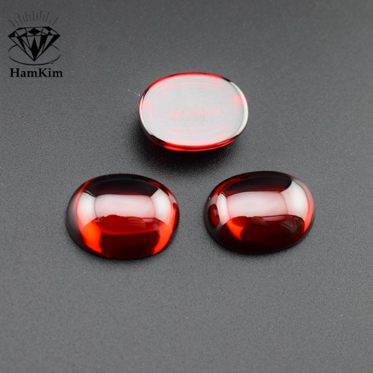 石榴红平底蛋面椭圆蛋形锆石裸石 平底宝石珠宝镶嵌石梧州cz宝石