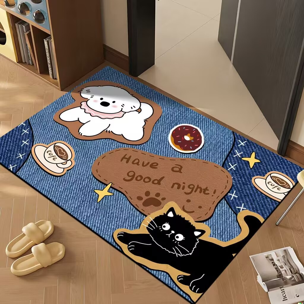 Dust-Removing Carpet at the Bathroom Entrance, Diatom Mud Cartoon Floor Mat, Entrance Door Mat, Anti-Slip, Water-Absorbent Foot Mat at the Entrance