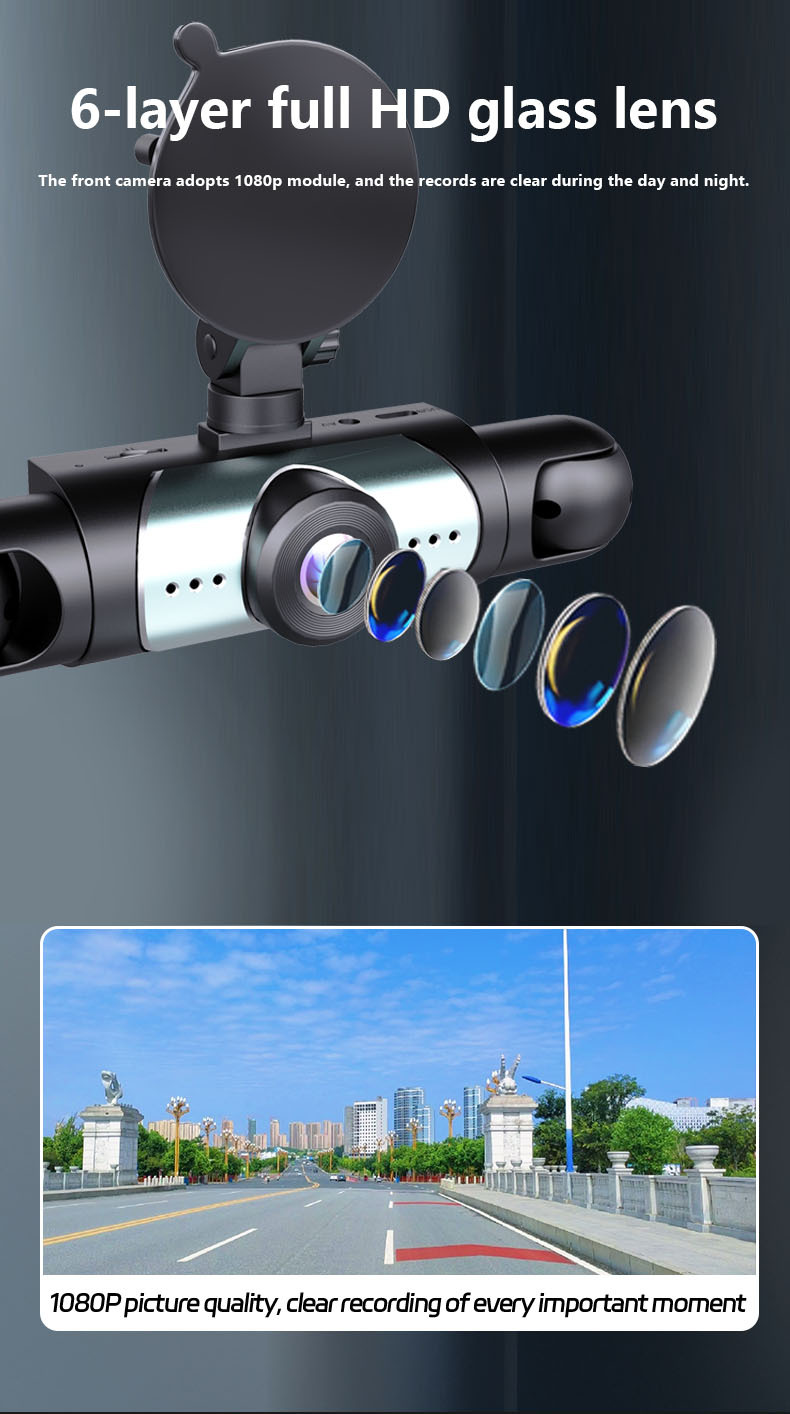 Y108 Cross-Border 4-Channel Four-Lens 3.16inch Popular Dash Cam Hd 1080P Infrared Night Vision Parking