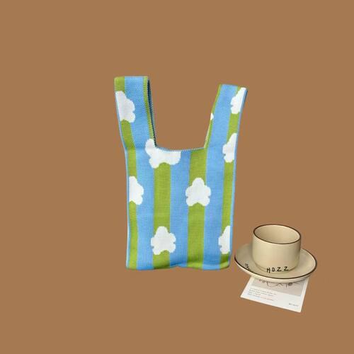 Ins Knit Bag Handmade Luggage Bag for Women Water Bucket Bag Handheld Bag Backless Bag Tote Bag Rice Bucket Bag