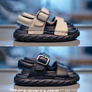 Genuine Leather Kidsren's Sandals, Medium and Large Kidsren's Shoes 2025 Summer New Style Girls Baby Soft Bottom Boys Beach Shoes