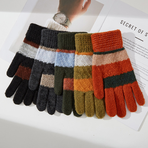Men's reversible knitting warm gloves, yarn for cold weather cycling, two yuan store department store, three yuan store roadside stall