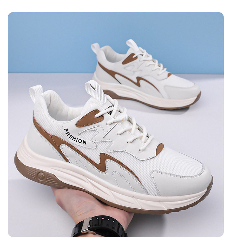 Giày thể thao nam da thật thoáng khí đế mềm, giày sneaker casual chạy bộ ngoài trời, gót 3-5 cm — HA8805 màu trắng, HA8805 màu đen chi tiết 15