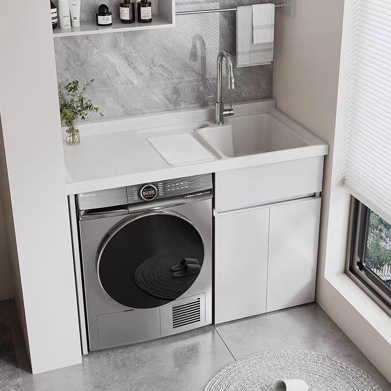 Laundry Cabinet Integrated Basin Laundry Sink with Washboard Drum Washing Machine Cabinet Companion Bathroom Bathroom Cabinet Balcony