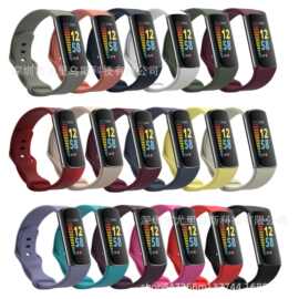 适用于Fitbit Charge 5 6智能手环硅胶纯色替换表带 手环腕带工厂