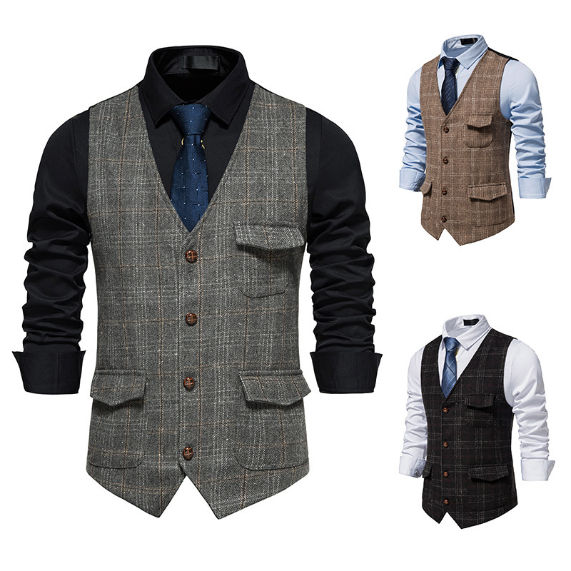 Amazon Vintage Men's Suit Vest Tweed Ami Khaji British Plus Size Vest M75