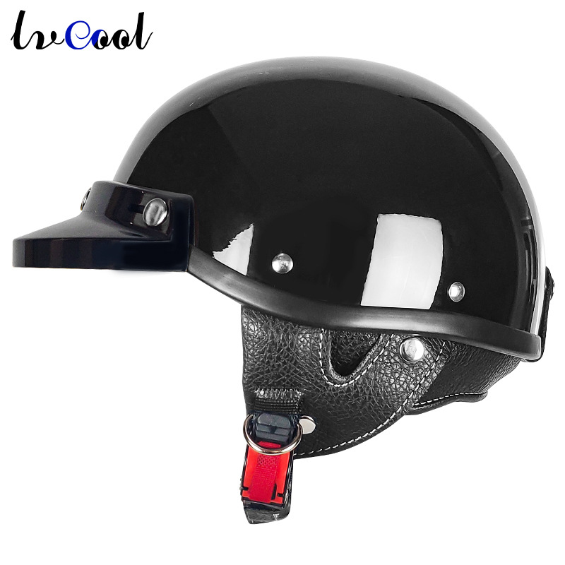 Casco de motocicleta Casco retro medio casco de estilo japonés certificado 3c para hombres y mujeres, coche eléctrico de verano y otoño, casco de pala, hebilla rápida