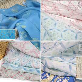 图南复原捣练图汉服古风数码印花布料天丝雪纺设计师襦裙面料diy