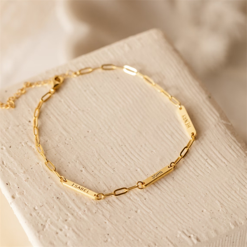 European and American cross-border pod stainless steel bracelet multi-long brand engraved name female non-fading etsy independent station