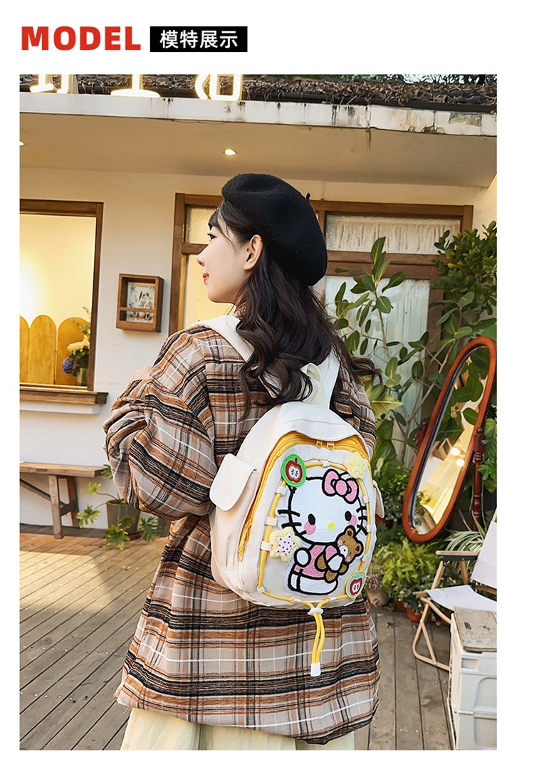 hellokitty书包少女心耐脏学生背包简约百搭大小号凯特猫双肩包女-阿里巴巴