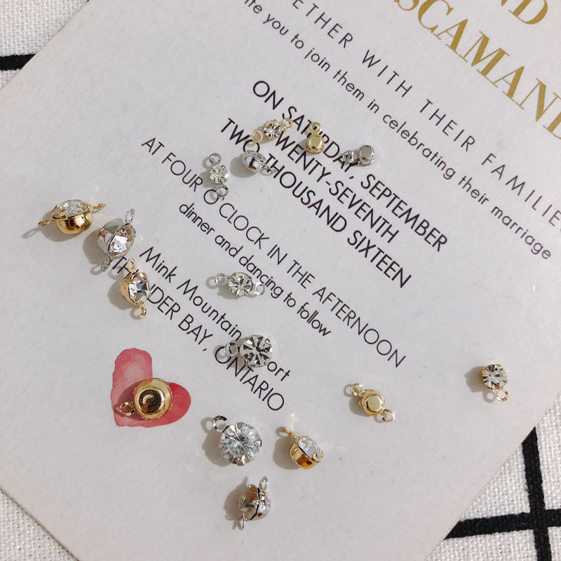 DIY accesorios de la joyería al por mayor Chapado en cobre rhinestone simple mini doble colgante pendientes de diamantes pendientes Accesorios básicos